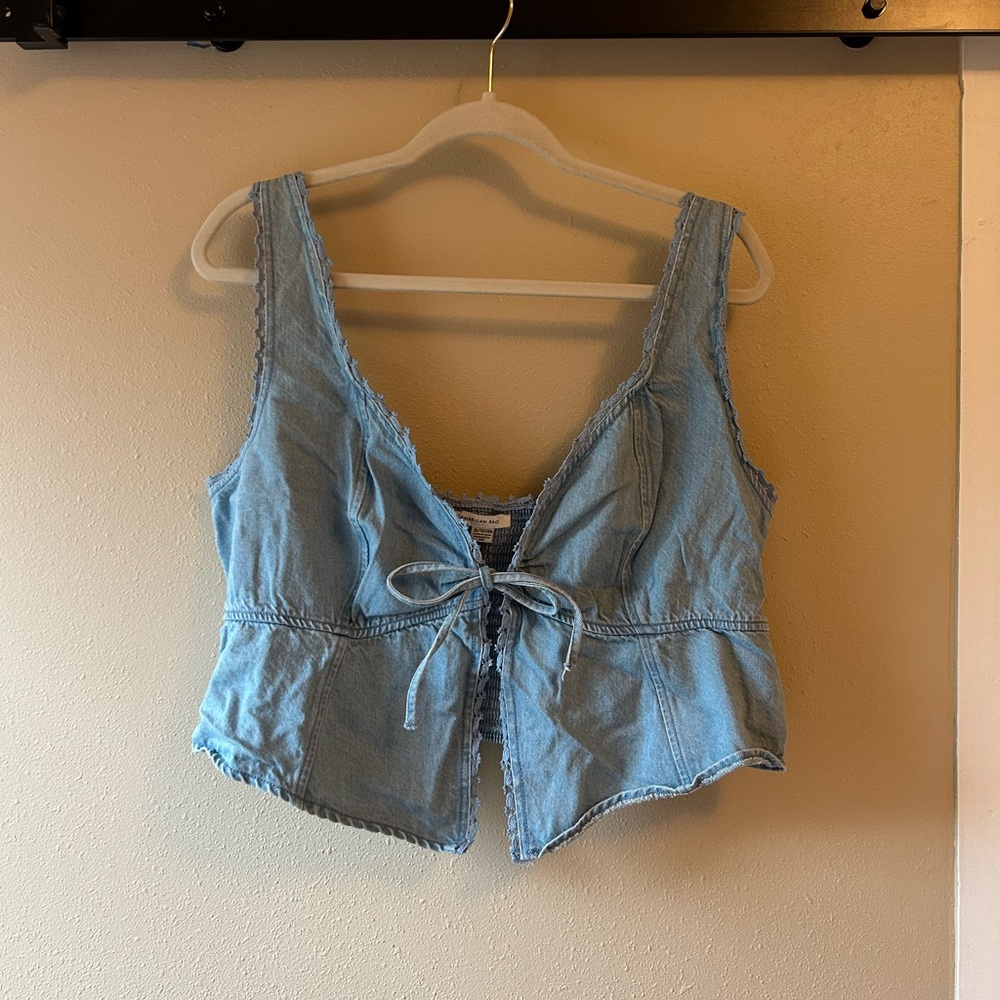 Light Blue Denim Sleeveless Top